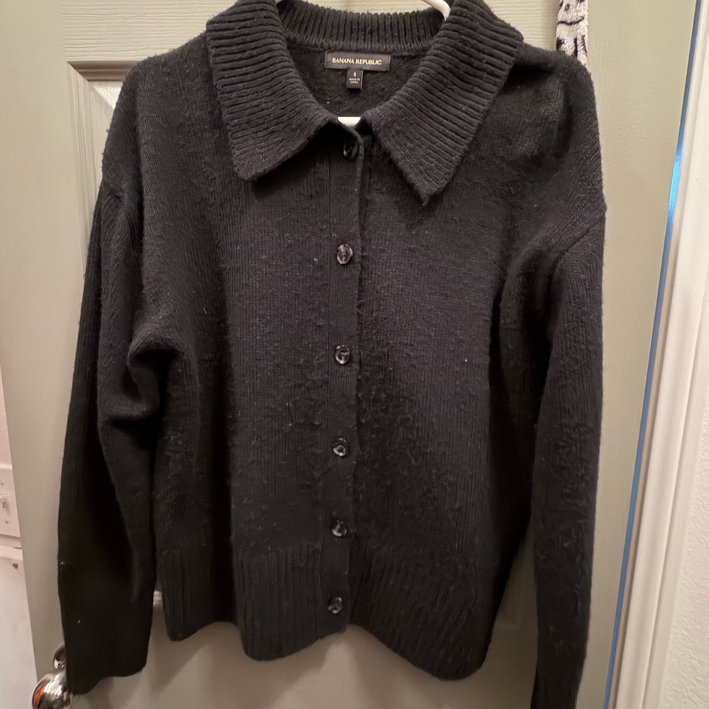 Banana Republic Black Button-Up Cardigan